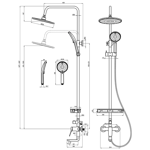 Душевая система Lemark Ortus LM11362C с регулируемой высотой штанги, хром Душевая система Lemark Ortus LM11362C с регулируемой высотой штанги, хром