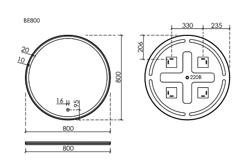 Зеркало Sancos Bella D800 BE800 c подсветкой Зеркало Sancos Bella D800 BE800 c подсветкой