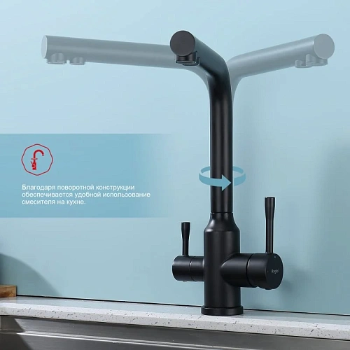 Смеситель для кухни Raglo R81.61.06 с подключением к фильтру, черный Смеситель для кухни Raglo R81.61.06 с подключением к фильтру, черный