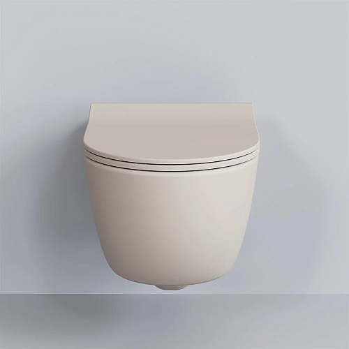 Унитаз подвесной Abner 103T20401R (545x360x330) матовый бежевый безободковый с тонкой крышкой 103T20401R-102T20401S Унитаз подвесной Abner 103T20401R (545x360x330) матовый бежевый безободковый с тонкой крышкой 103T20401R-102T20401S