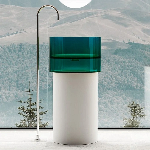 Раковина ABBER Kristall AT2701White-Aquamarin отдельностоящая, прозрачная, белый/бирюзовый Раковина ABBER Kristall AT2701White-Aquamarin отдельностоящая, прозрачная, белый/бирюзовый