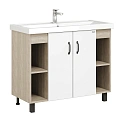 Тумба под раковину Onika Тимбер 100 см 110011 напольная, белая мат./дуб сонома (для Фостер 100) Тумба под раковину Onika Тимбер 100 см 110011 напольная, белая мат./дуб сонома (для Фостер 100)