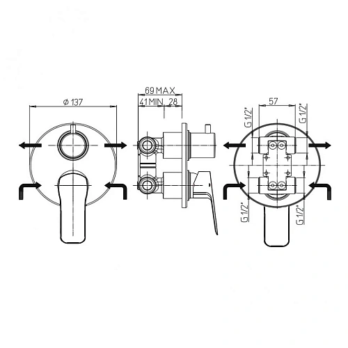 Смеситель для ванны Paini Viva Style P4CR6911 встраиваемый, хром Смеситель для ванны Paini Viva Style P4CR6911 встраиваемый, хром