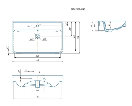 Раковина Kirovit Олимпия 80 см 196344 Раковина Kirovit Олимпия 80 см 196344