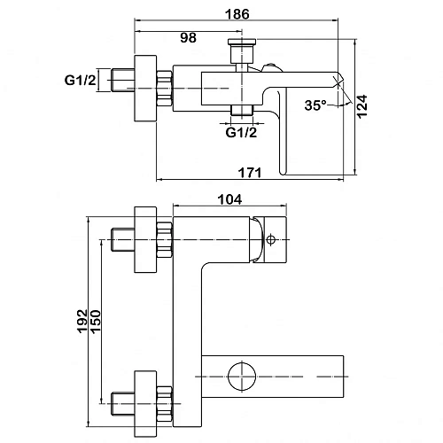 Смеситель для ванны Swedbe Velo 2430 Смеситель для ванны Swedbe Velo 2430
