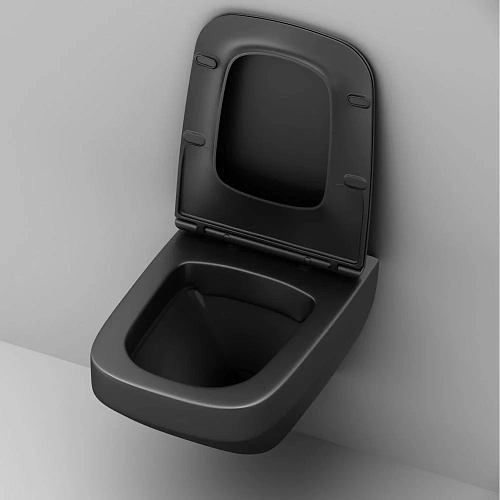 Унитаз подвесной AM.PM Inspire V2.0 C50A1700MBSC FlashClean с сиденьем микролифт, черный матовый Унитаз подвесной AM.PM Inspire V2.0 C50A1700MBSC FlashClean с сиденьем микролифт, черный матовый