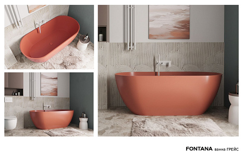 Ванна из искусственного камня Fontana Грейс 1685x758 ФР-00018617 Solid Surface белый матовый Ванна из искусственного камня Fontana Грейс 1685x758 ФР-00018617 Solid Surface белый матовый