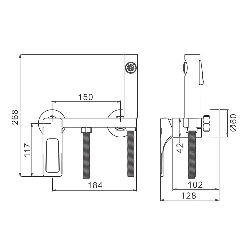 Гигиенический душ Splenka S55.51 настенный, хром Гигиенический душ Splenka S55.51 настенный, хром
