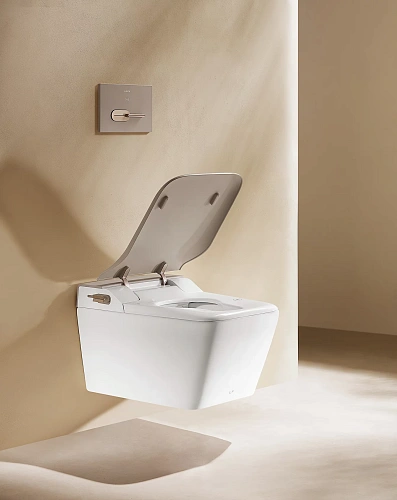 Унитаз подвесной ARROW AKB2130H с крышкой, со смарт функциями, белый/бежевый Унитаз подвесной ARROW AKB2130H с крышкой, со смарт функциями, белый/бежевый