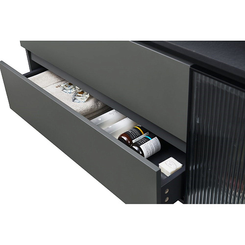 Тумба с раковиной Orans BC-2055-1200L основной шкаф цвет:MFC085,раковина art marble(matte black) (12 2055120L Тумба с раковиной Orans BC-2055-1200L основной шкаф цвет:MFC085,раковина art marble(matte black) (12 2055120L