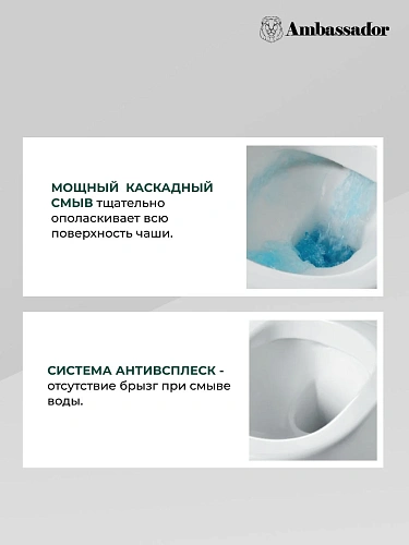 Унитаз подвесной Ambassador Forsa 243K19003S (475x360x350) с сиденьем Унитаз подвесной Ambassador Forsa 243K19003S (475x360x350) с сиденьем