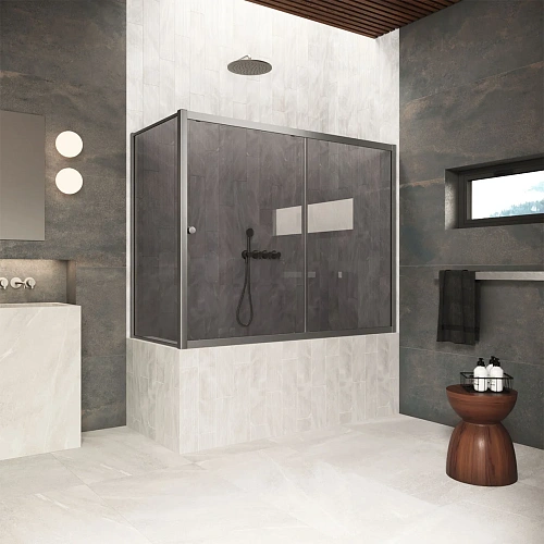 Шторка на ванну Vegas-glass ZV+ZVF Protec 180*75 11 07 1800x750 мм, профиль оружейная сталь, стекло графит Шторка на ванну Vegas-glass ZV+ZVF Protec 180*75 11 07 1800x750 мм, профиль оружейная сталь, стекло графит