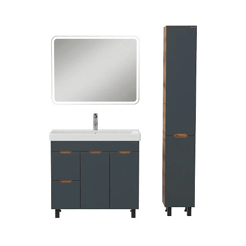 Тумба под раковину Onika Айленд 90 см 109032 напольная, графит/дуб крафт золотой, с корзиной (для Адриана 90) Тумба под раковину Onika Айленд 90 см 109032 напольная, графит/дуб крафт золотой, с корзиной (для Адриана 90)