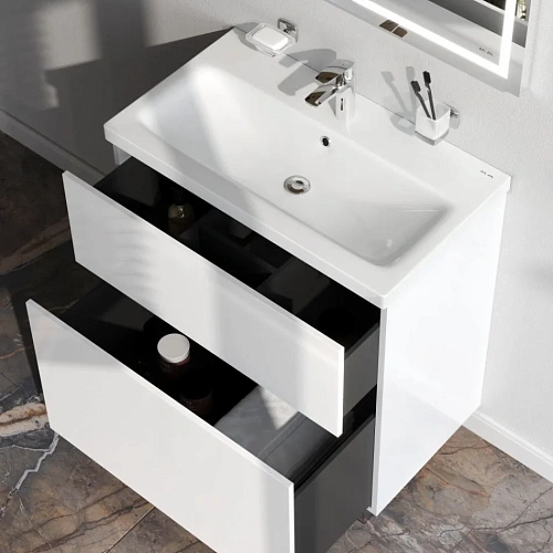 Тумба под раковину AM.PM Gem M90FSX07522WG32 напольная, 75 см push-to-open, белый Тумба под раковину AM.PM Gem M90FSX07522WG32 напольная, 75 см push-to-open, белый