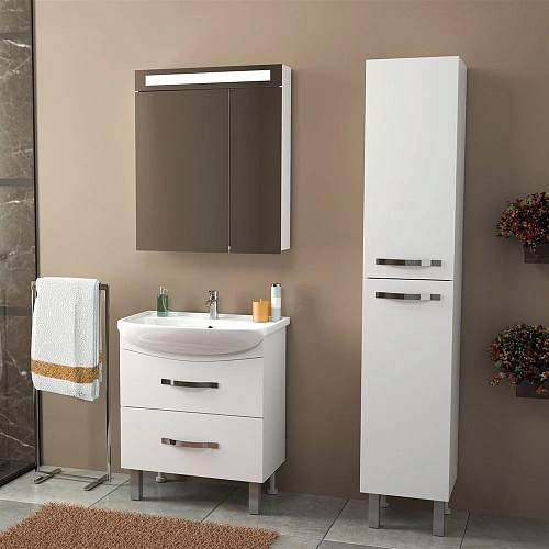 Зеркальный шкаф DREJA UNI, 60 см, 2 дверцы, 4 стеклянные полки, с подсветкой и выключателем, белый 9 99.9001 Зеркальный шкаф DREJA UNI, 60 см, 2 дверцы, 4 стеклянные полки, с подсветкой и выключателем, белый 9 99.9001