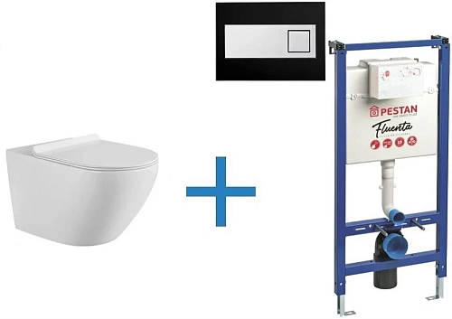Комплект унитаза с инсталляцией Aquanet Rimless Cetus W Short LX-1900 (инсталляция Pestan Fluenta SE Cetus W Short + SET40006356DB Комплект унитаза с инсталляцией Aquanet Rimless Cetus W Short LX-1900 (инсталляция Pestan Fluenta SE Cetus W Short + SET40006356DB