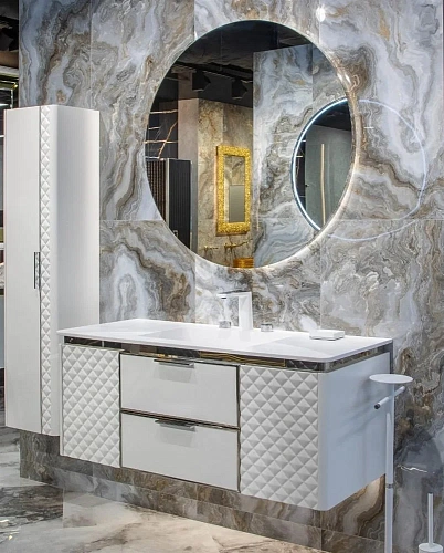 Шкаф-пенал Armadi Art ROMBO 779-WG белый матовый/золото Шкаф-пенал Armadi Art ROMBO 779-WG белый матовый/золото