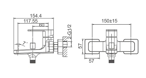 Смеситель для ванны Wonzon & Woghand Arnie, хром (WW-693101-CR) Смеситель для ванны Wonzon & Woghand Arnie, хром (WW-693101-CR)