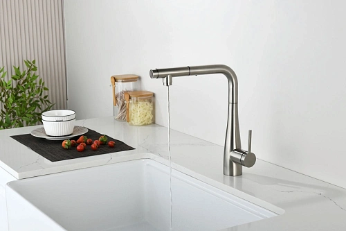 Смеситель для кухни AQUAme Cucina AQM9902BN с выдвижным изливом, никель шлифованный Смеситель для кухни AQUAme Cucina AQM9902BN с выдвижным изливом, никель шлифованный