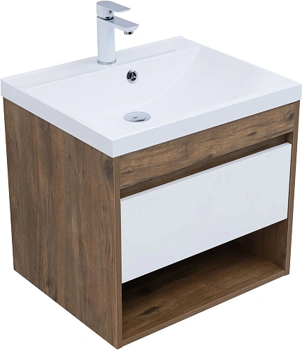 Тумба под раковину Aquanet Тренд 60 00345117 дуб рустикальный/белый сатин Тумба под раковину Aquanet Тренд 60 00345117 дуб рустикальный/белый сатин