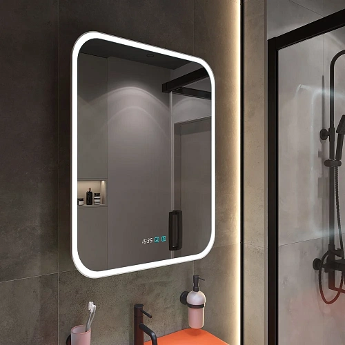 Зеркальный шкаф STWORKI Алта 60 см, с LED подсветкой и часами, смарт, прямоугольное, сенсорное управ 551041 Зеркальный шкаф STWORKI Алта 60 см, с LED подсветкой и часами, смарт, прямоугольное, сенсорное управ 551041