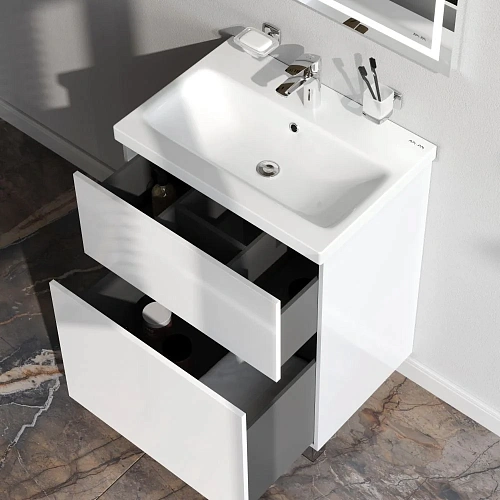 Тумба под раковину AM.PM Gem M90FSX06022WG32 напольная, 60 см push-to-open, белый Тумба под раковину AM.PM Gem M90FSX06022WG32 напольная, 60 см push-to-open, белый