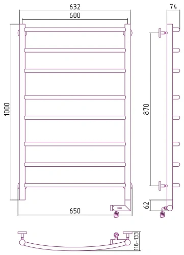 Полотенцесушитель электрический Сунержа Галант 2.0 1000х600 МЭМ правый 03-5201-1060 Золото Полотенцесушитель электрический Сунержа Галант 2.0 1000х600 МЭМ правый 03-5201-1060 Золото