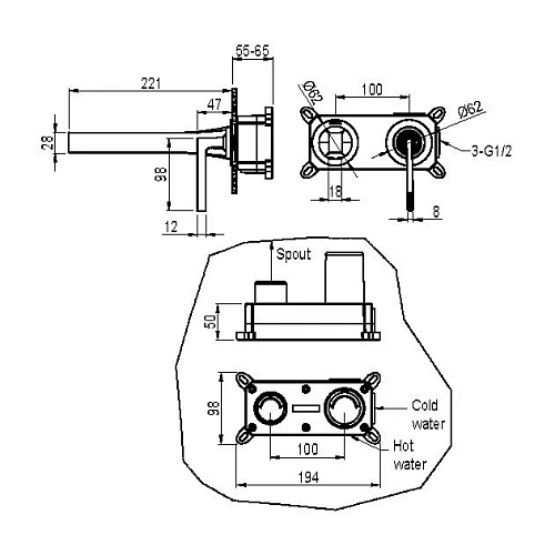 Смеситель для раковины Boheme Duo 165-CB COPPER BRUSHED Смеситель для раковины Boheme Duo 165-CB COPPER BRUSHED