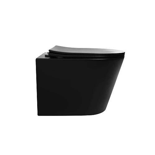 Унитаз подвесной ABBER Bequem AC1102TMB черный матовый, безободковый, смыв торнадо Унитаз подвесной ABBER Bequem AC1102TMB черный матовый, безободковый, смыв торнадо