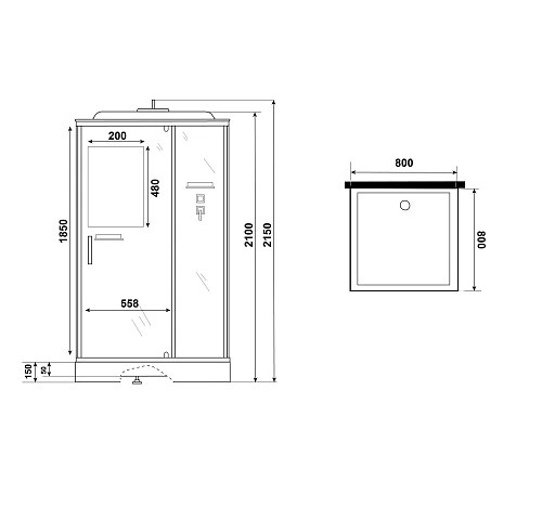 Душевая кабина Niagara Standart ST80/15Q (80х80х215) квадрат, поддон 15см, распашная, проф.белый Душевая кабина Niagara Standart ST80/15Q (80х80х215) квадрат, поддон 15см, распашная, проф.белый