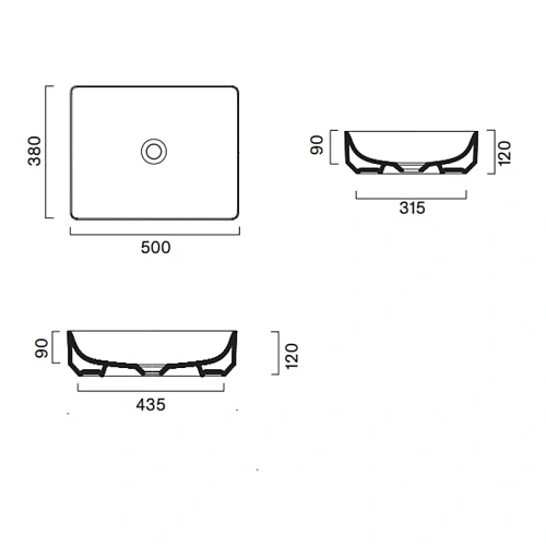 Раковина Catalano Green 0422500001 накладная 50x38, белый глянцевый Раковина Catalano Green 0422500001 накладная 50x38, белый глянцевый