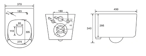 Унитаз подвесной AQUATEK МИЯ AQ2004-MB 490x370x340мм безободковый, черный матовый, тонкое сиденье So Унитаз подвесной AQUATEK МИЯ AQ2004-MB 490x370x340мм безободковый, черный матовый, тонкое сиденье So