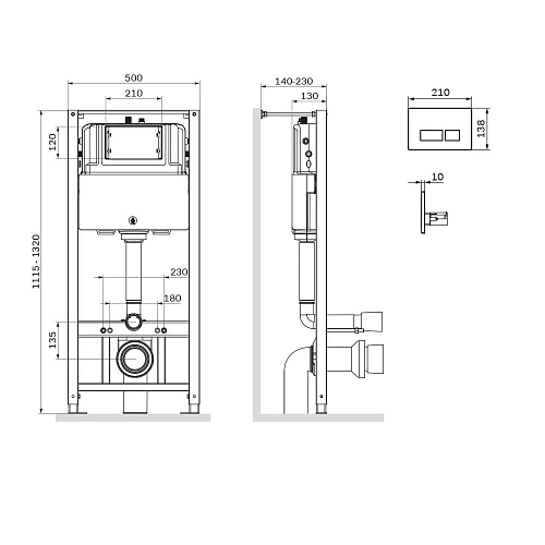 Инсталляция для унитаза AM.PM Pro I012704.9031 Pro с пневматической клавишей пластик, мат никель Инсталляция для унитаза AM.PM Pro I012704.9031 Pro с пневматической клавишей пластик, мат никель