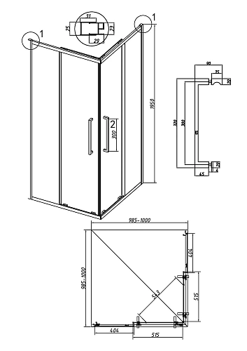 Душевой уголок GROSSMAN Cosmo 300.K33.02.1010.10.02 (100x100x195) квадрат,раздвижная,хром,стекло шиншилла Душевой уголок GROSSMAN Cosmo 300.K33.02.1010.10.02 (100x100x195) квадрат,раздвижная,хром,стекло шиншилла