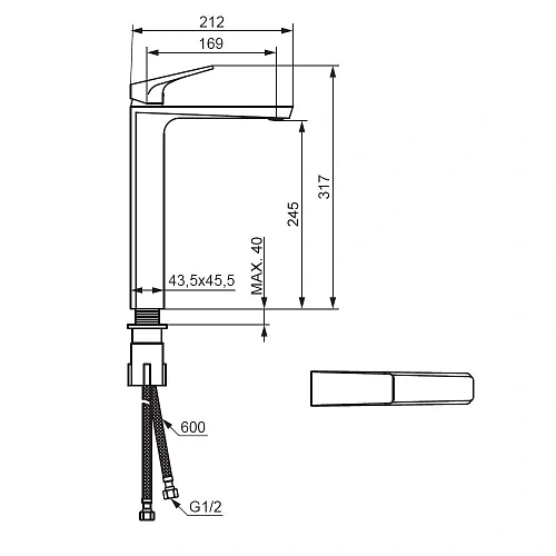 Смеситель для раковины Damixa Merkur 400250000 высокий, хром Смеситель для раковины Damixa Merkur 400250000 высокий, хром