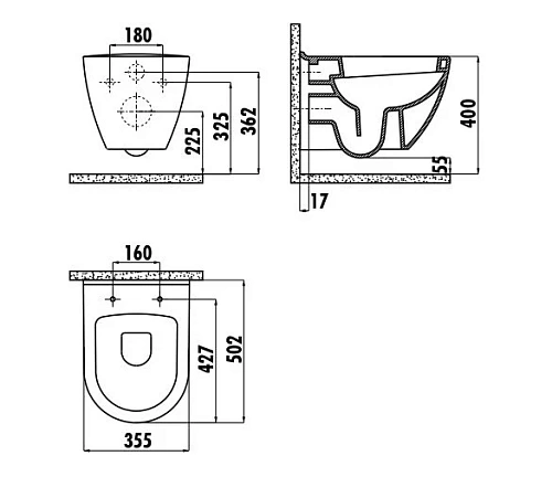 Унитаз подвесной Creavit Terra TP325-11CB00E-NA00 Унитаз подвесной Creavit Terra TP325-11CB00E-NA00