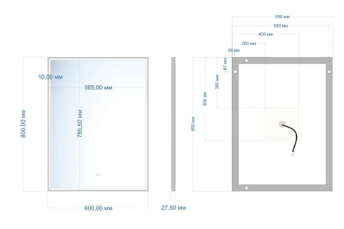 Зеркало ABBER See AG6108S-0.6 с подсветкой, сенсор, диммер Зеркало ABBER See AG6108S-0.6 с подсветкой, сенсор, диммер