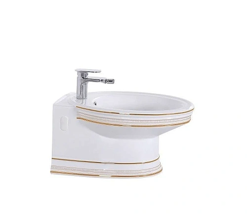 Биде напольное CeramaLux 4289 белый/золотой Биде напольное CeramaLux 4289 белый/золотой