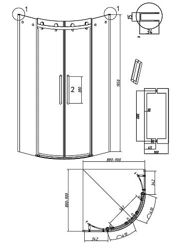Душевой уголок GROSSMAN Classic 301.K33.04.1010.10.00 (100x100x195) полукруг,раздвижн,хром,стекло прозрачное Душевой уголок GROSSMAN Classic 301.K33.04.1010.10.00 (100x100x195) полукруг,раздвижн,хром,стекло прозрачное