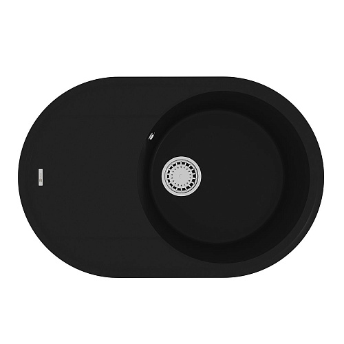 Кухонная мойка Lemark LACHA 760 врезная овальная из кварцгранита, с крылом, антрацит 9910055 Кухонная мойка Lemark LACHA 760 врезная овальная из кварцгранита, с крылом, антрацит 9910055