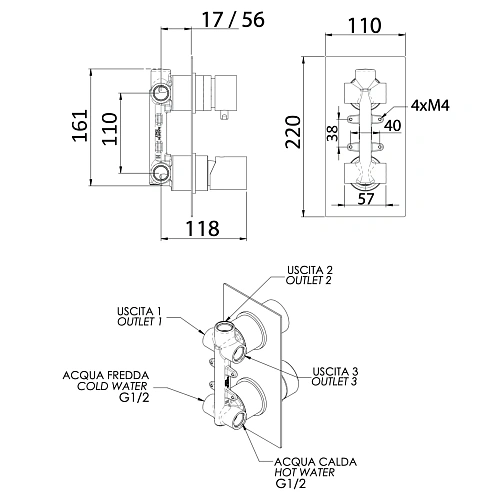 Смеситель для душа Remer Edge EG593CFP, черный брашированный хром Смеситель для душа Remer Edge EG593CFP, черный брашированный хром