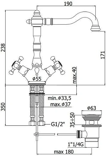 Смеситель для раковины Paffoni Belinda FBLV075BR Смеситель для раковины Paffoni Belinda FBLV075BR