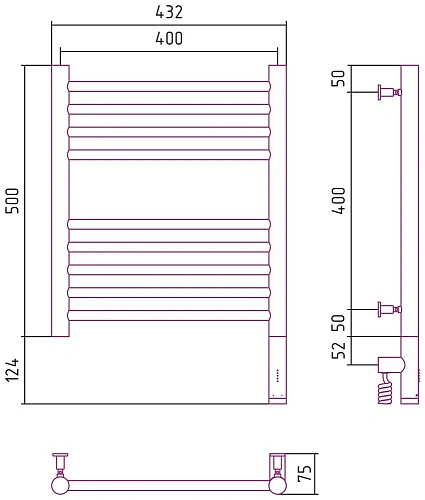 Полотенцесушитель электрический Сунержа Богема 3.0 прямая 500х400 МЭМ правый 12-5805-5040 Белый Полотенцесушитель электрический Сунержа Богема 3.0 прямая 500х400 МЭМ правый 12-5805-5040 Белый