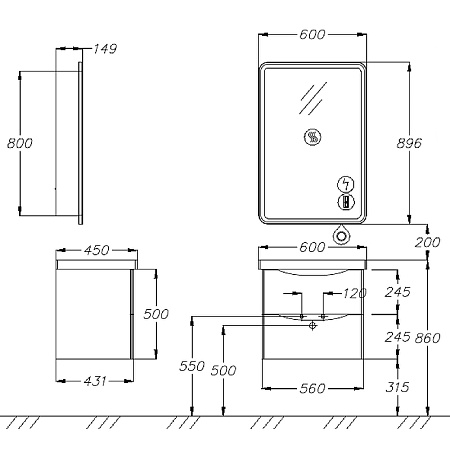 Тумба под раковину Opadiris Элеганс 60, белый матовый (под раковину CeraStyle FRAME 60) 00-00006894 Тумба под раковину Opadiris Элеганс 60, белый матовый (под раковину CeraStyle FRAME 60) 00-00006894