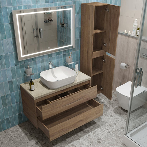 Тумба со столешницей и раковиной BelBagno KRAFT 100 kraft100rt-kepmco-1302-set подвесная KRAFT100RT-KEPMCO-1302-SET Тумба со столешницей и раковиной BelBagno KRAFT 100 kraft100rt-kepmco-1302-set подвесная KRAFT100RT-KEPMCO-1302-SET