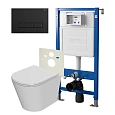 Комплект инсталляции Point Элемент PN45120 с клавишей смыва Меркурий, черная матовая, PN44831BM и унитазом Виктория с сиденьем микролифт PN41061 Комплект инсталляции Point Элемент PN45120 с клавишей смыва Меркурий, черная матовая, PN44831BM и унитазом Виктория с сиденьем микролифт PN41061