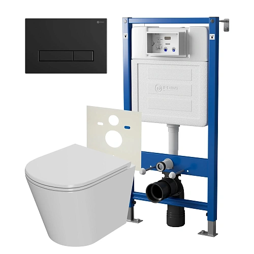 Комплект инсталляции Point Элемент PN45120 с клавишей смыва Меркурий, черная матовая, PN44831BM и унитазом Виктория с сиденьем микролифт PN41061 Комплект инсталляции Point Элемент PN45120 с клавишей смыва Меркурий, черная матовая, PN44831BM и унитазом Виктория с сиденьем микролифт PN41061