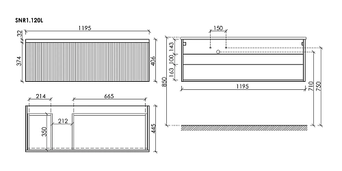 Тумба под раковину SANCOS Snob SNR1.0120LCE R 1.0 1195х445х406 Beige Soft подвесная Тумба под раковину SANCOS Snob SNR1.0120LCE R 1.0 1195х445х406 Beige Soft подвесная