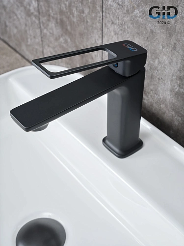 Смеситель для раковины Gid Niagara L057-BM-K L057BMK черный матовый Смеситель для раковины Gid Niagara L057-BM-K L057BMK черный матовый