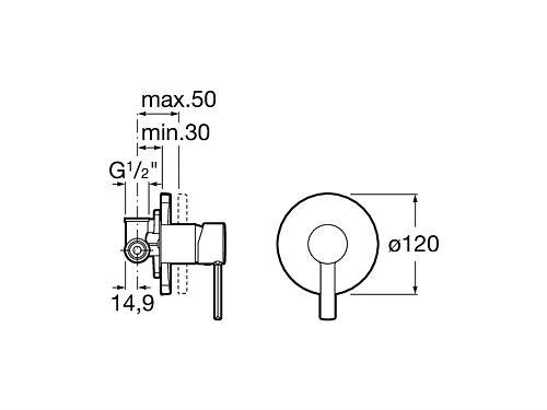 Смеситель для душа ROCA Targa круглый, однорычажное упр., 1 функция встраиваемый 5A2260C00 Смеситель для душа ROCA Targa круглый, однорычажное упр., 1 функция встраиваемый 5A2260C00